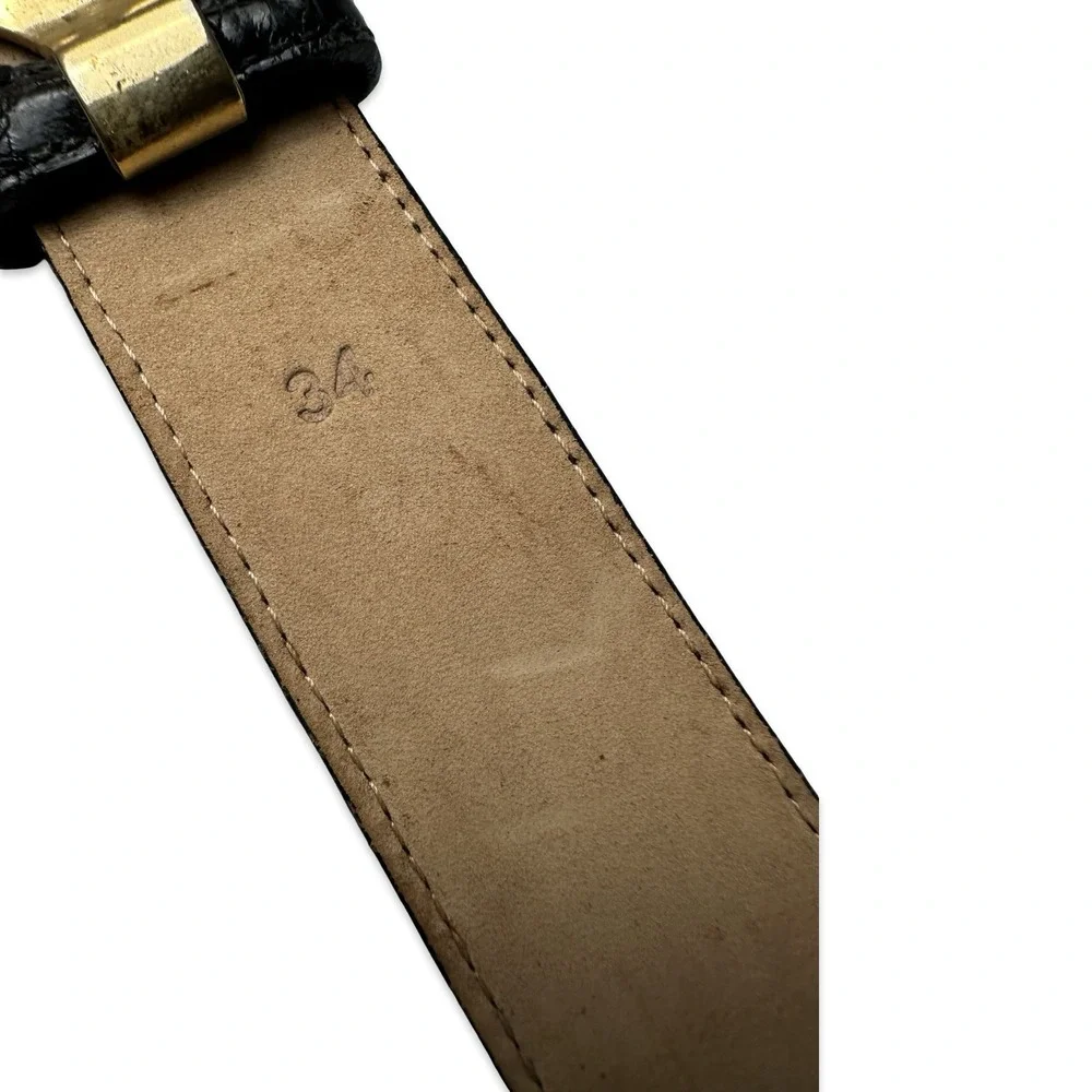 Bespoke Black Genuine Crocodile Brass Buckle 1.25 Inch Width Mens Belt 34 NWOT